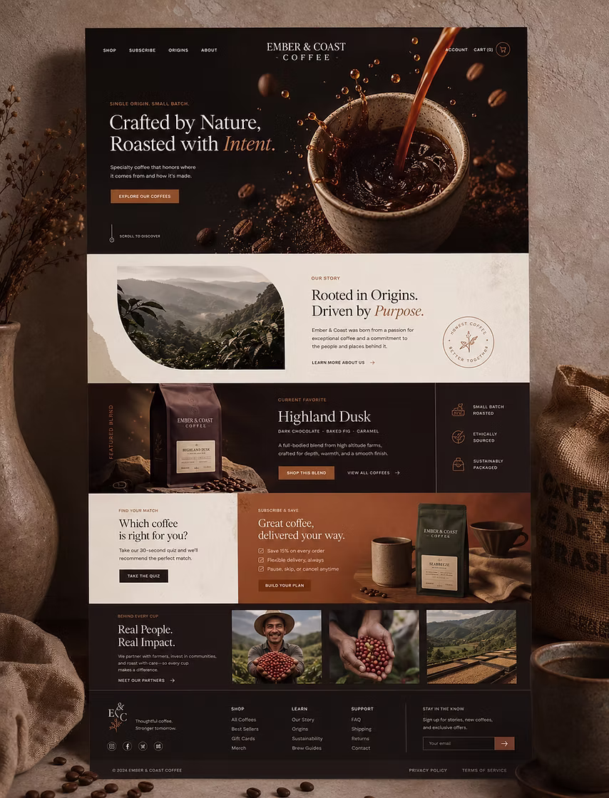 Coffee brand website concept designed by KEM
