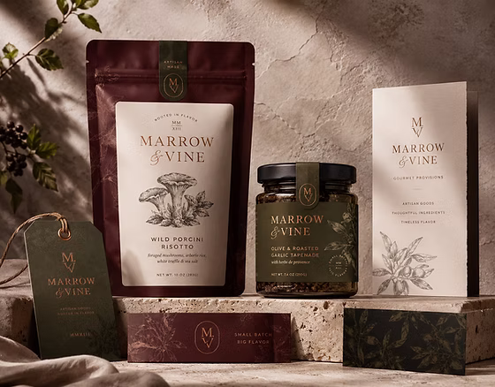 Food brand packaging concepts with premium dark presentation