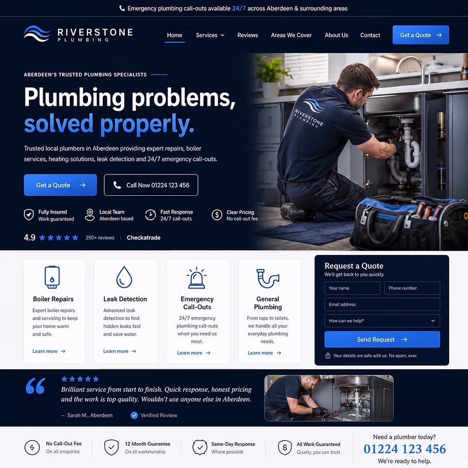 After website redesign for a local plumbing business